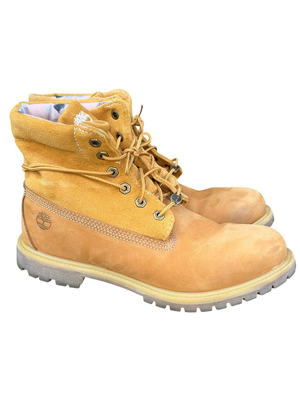 TIMBERLAND 6 Inch Roll Top Boots Women's Suede Leather Size 11 Wheat Camo A6140